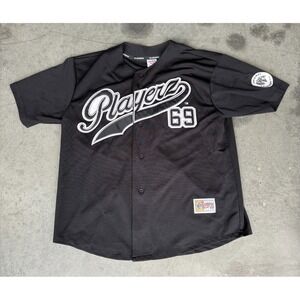 Mens Sz Large Playerz 69 Football Jersey Streetwear Black Pullover Players